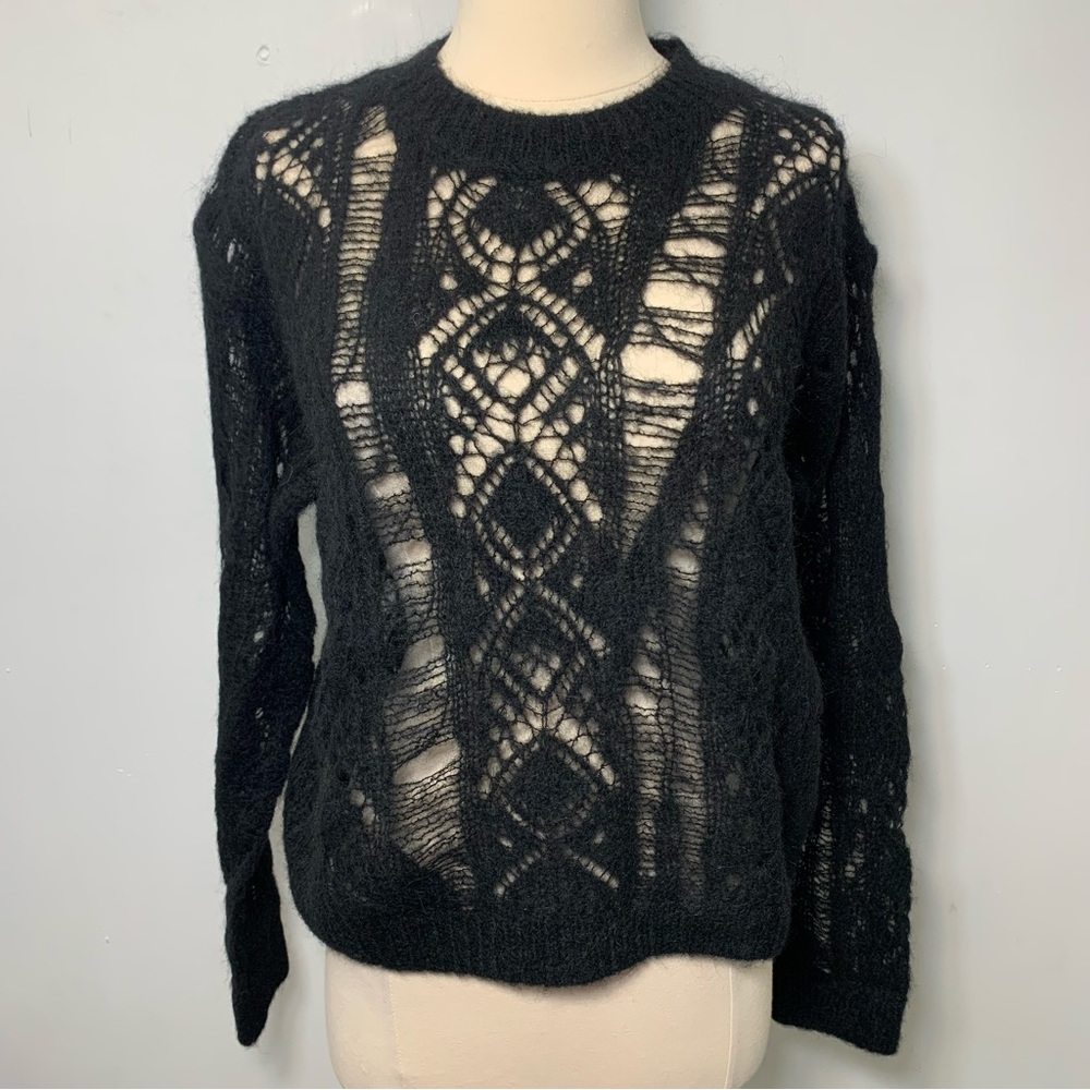 ZARA ALPACA BLEND OPEN-KNIT SWEATER NWT SZ S